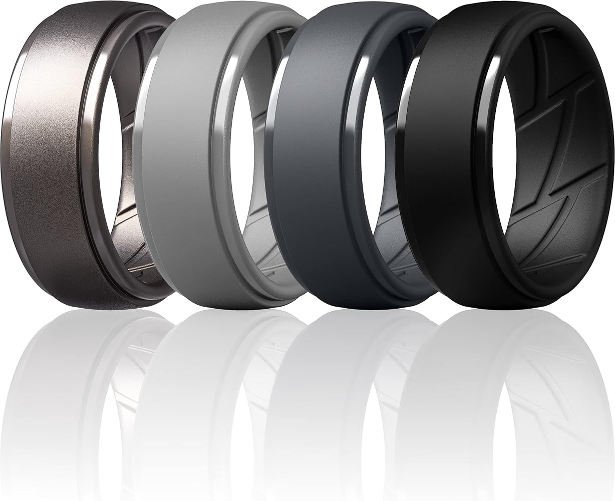 ThunderFit Men's Silicone Rings 10mm Wide 2.5mm Thick Rubber Bands, Breathable,Variety Multipack ... | Amazon (US)