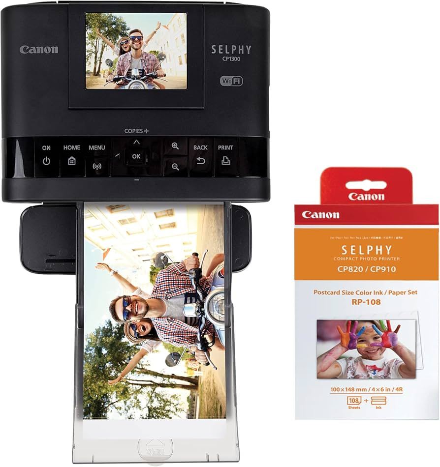 Canon SELPHY CP1300 Wireless Compact Photo Printer + RP-108 High-Capacity Color Ink/Paper Set Bun... | Amazon (US)