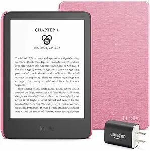 Kindle Essentials Bundle including Kindle (2024 release) - Black, Fabric Cover - Rose, and Power ... | Amazon (US)