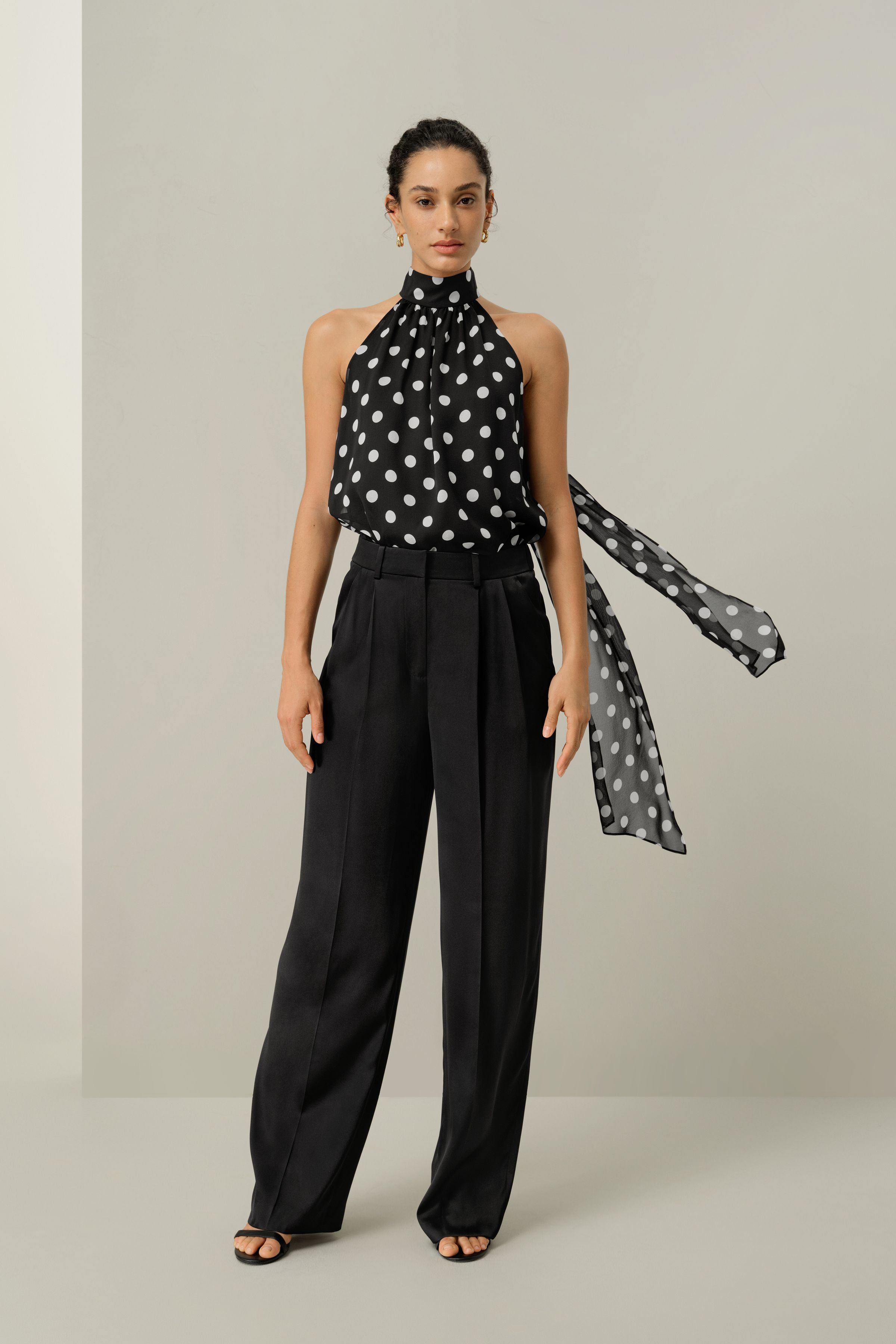 Convertible Silk Georgette Polka Dot Top | LILYSILK
