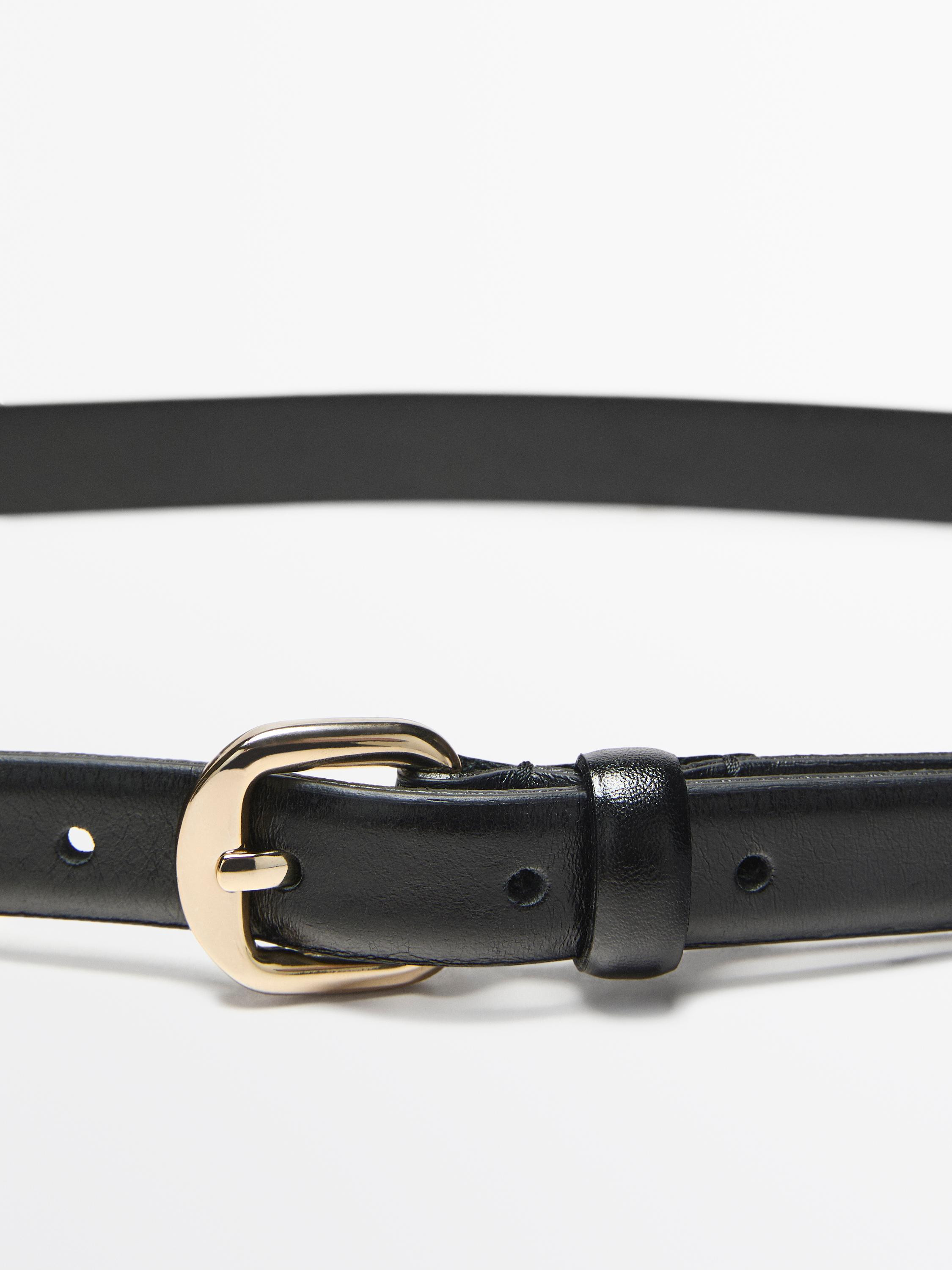 VIEW LOOK
Leather belt with arched buckle

 £39.95  Colour:  Black  Add to basket | Massimo Dutti UK
