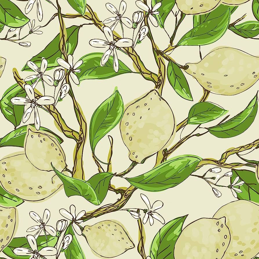 VaryPaper 17.7"x78.7" Beige Lemon Wallpaper Peel and Stick Wallpaper Floral Branch Leaf Wallpaper... | Amazon (US)
