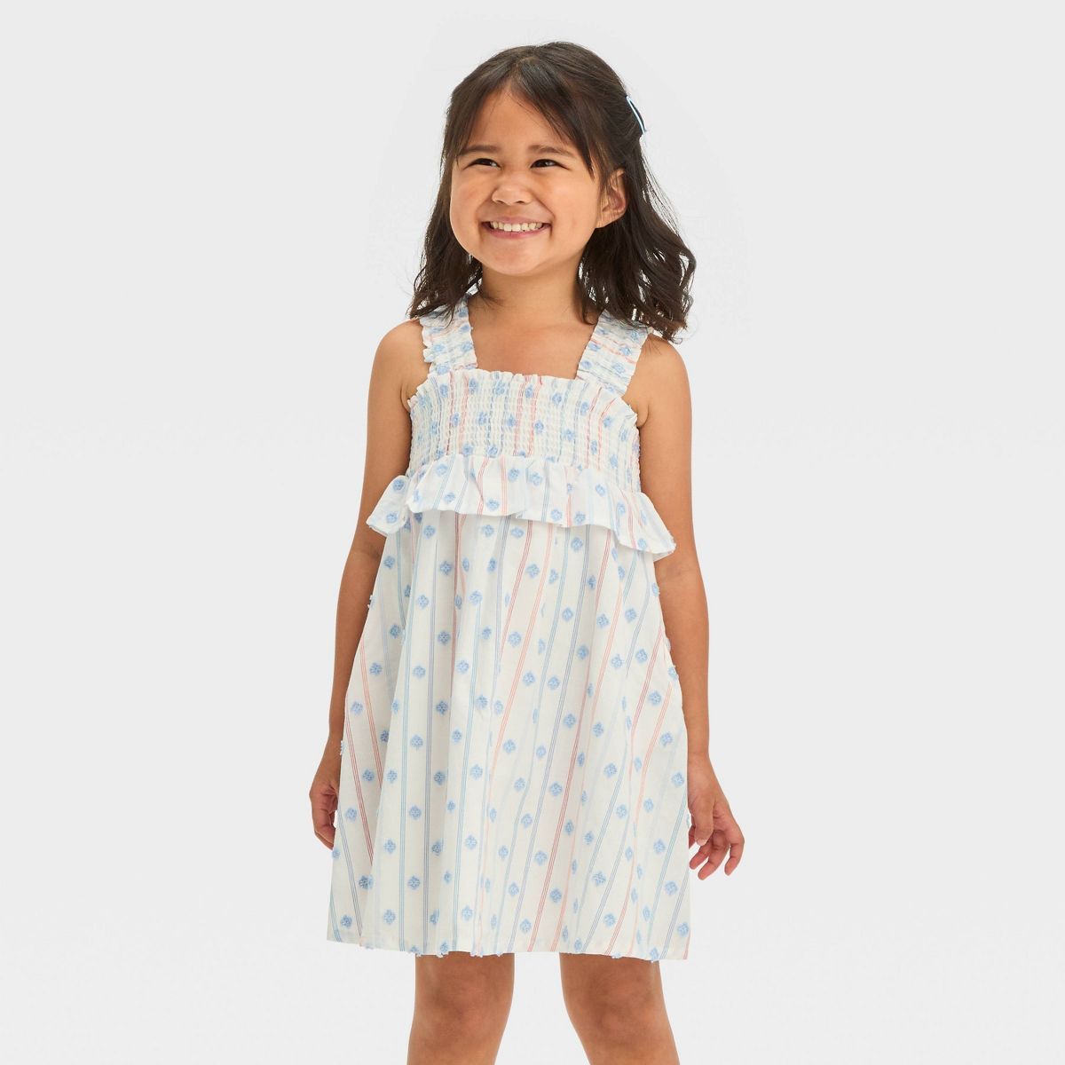 Toddler Girls' Almond Texture Striped Dress - Cat & Jack™ Cream | Target