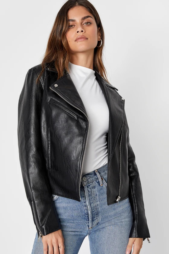 Wild Perfection Black Vegan Leather Moto Jacket | Lulus