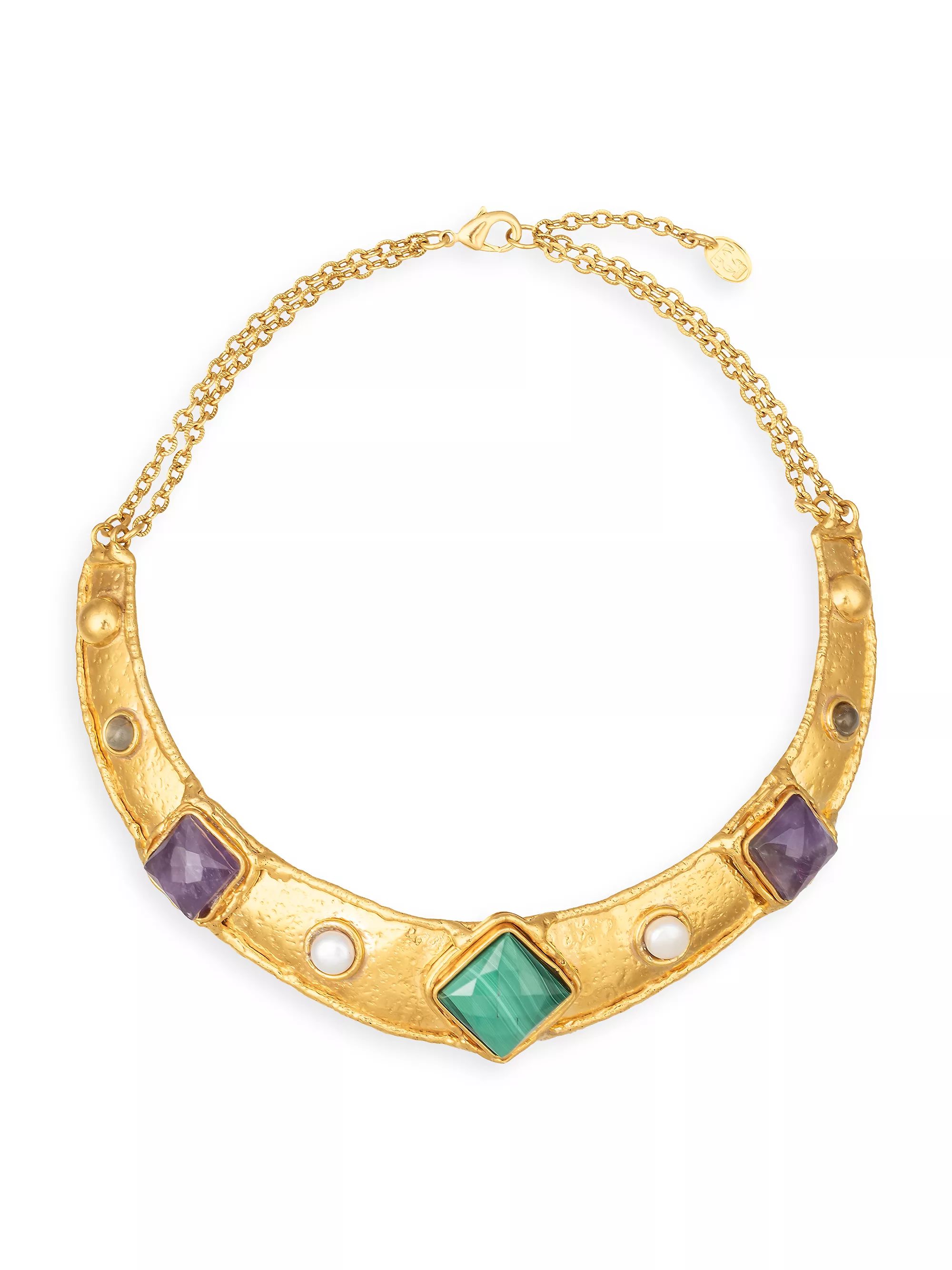 Diva 22K-Gold-Plated & Multi-Gemstone Collar Necklace | Saks Fifth Avenue