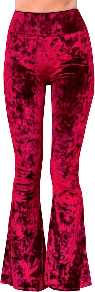 Daisy Del Sol Crushed Velvet High Waisted Comfy Soft Stretch 70s Yoga Loungewear Bell Bottom Flar... | Amazon (US)