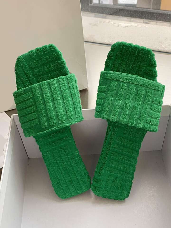 Women Minimalist Single Band Flat Sandals Fashion Outdoor Slide Sandals, Ankle Strap Green Fashio... | SHEIN