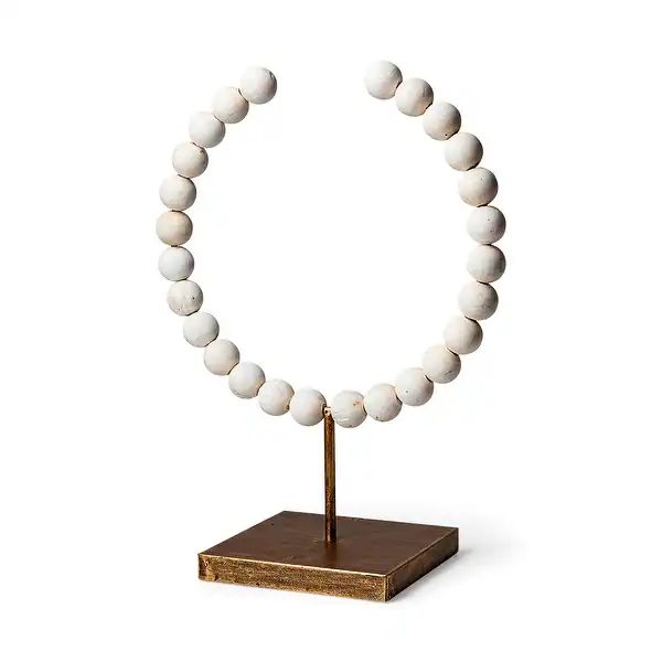 Pontchartrain I Small White Beaded Broken Sphere Decorative Object w/ Gold Base - Overstock - 342... | Bed Bath & Beyond