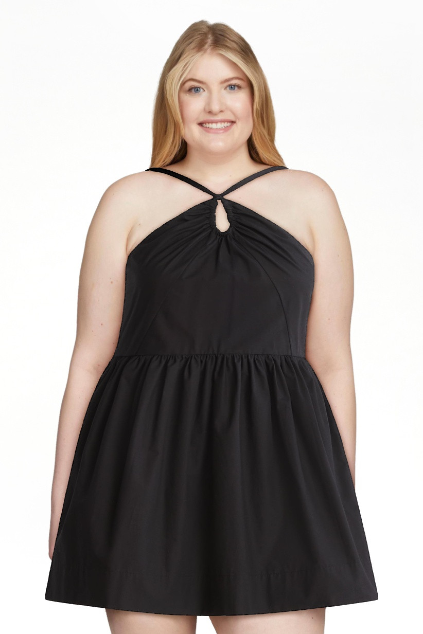 Free Assembly Women's Sleeveless Halter Fit and Flare Cotton Mini Dress, XS-XXL | Walmart (US)