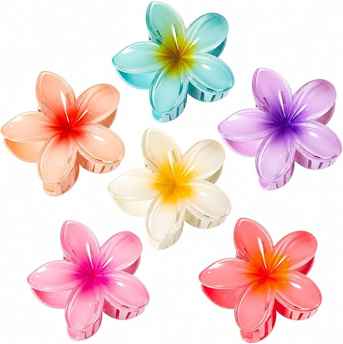 Vigorpace 6 Pcs Flower Hair Claw Clips for Women Girls, Hawaiian Hibiscus Hair Clips, Cute Summer... | Amazon (US)
