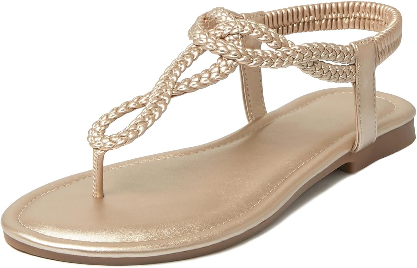 iCKER Women Flat Sandals Braided Thong Summer Elastic Strap Woven Beach Dressy Flip Flops Sandals | Amazon (US)