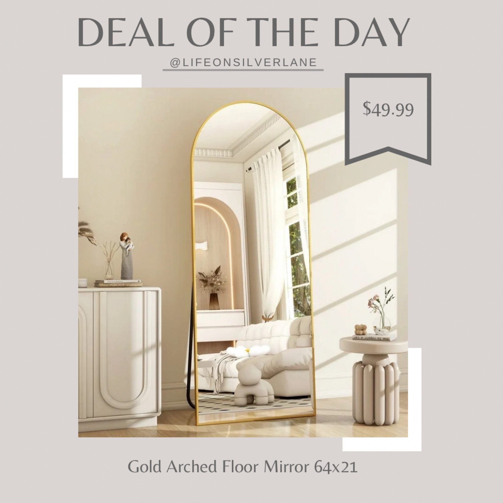 Gold arched floor mirror for less than $50! Also comes in black, and other sizes  The perfect teen gift or addition to your room to add light and bright. #LTKHome #goldmirror #archedmirror

#LTKGiftGuide #LTKCyberWeek #LTKFindsUnder50