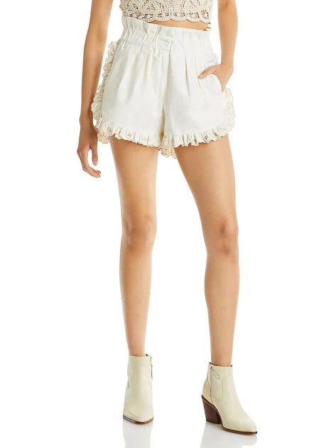 Womens Cotton Lace Trim High-Waist Shorts | Shop Premium Outlets