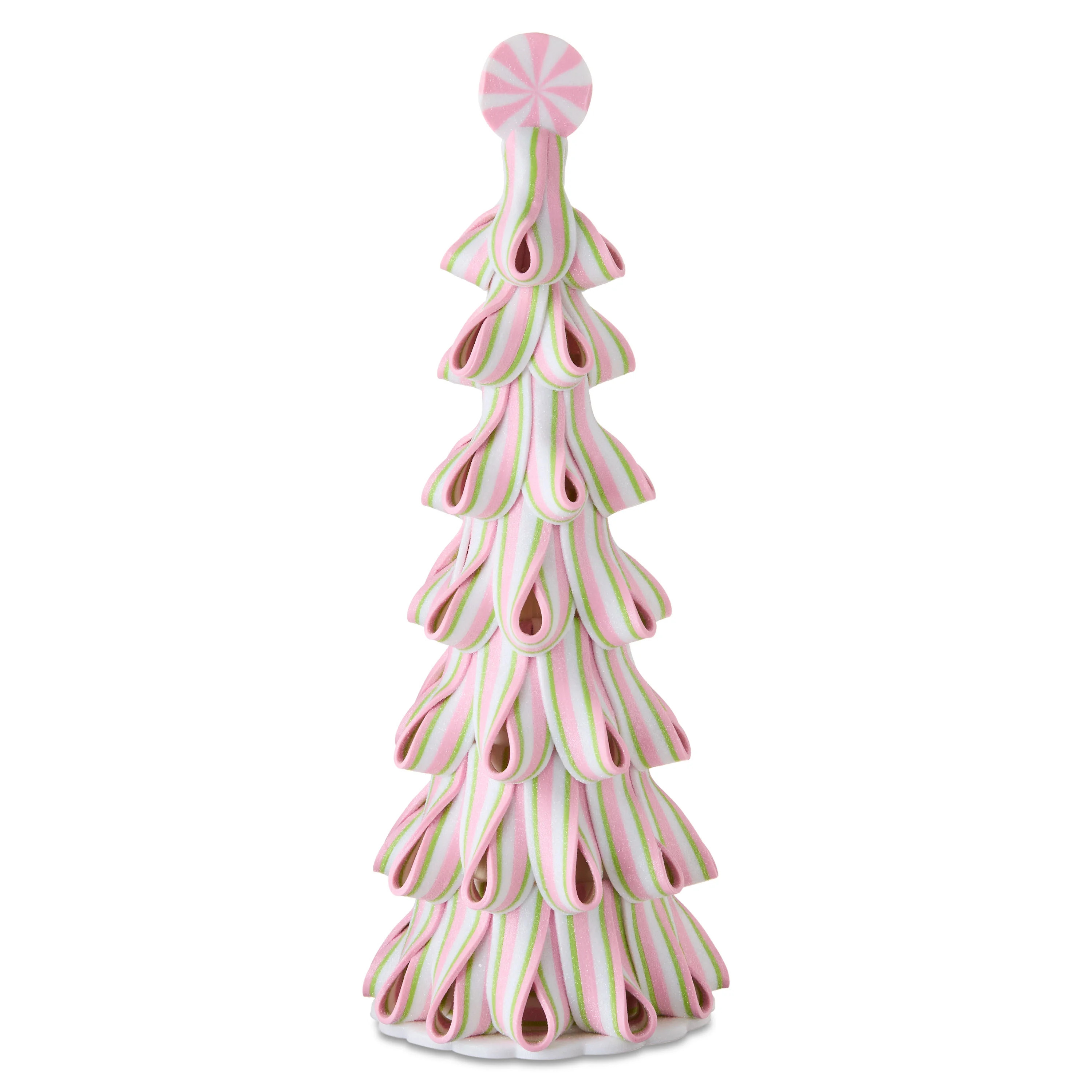 Pink, Green and White Striped Peppermint Candy Christmas Tree Tabletop Decor, 13.5", by Holiday T... | Walmart (US)