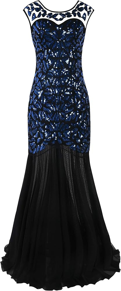PrettyGuide Women 's 1920s Black Sequin Gatsby Maxi Long Evening Prom Dress | Amazon (US)