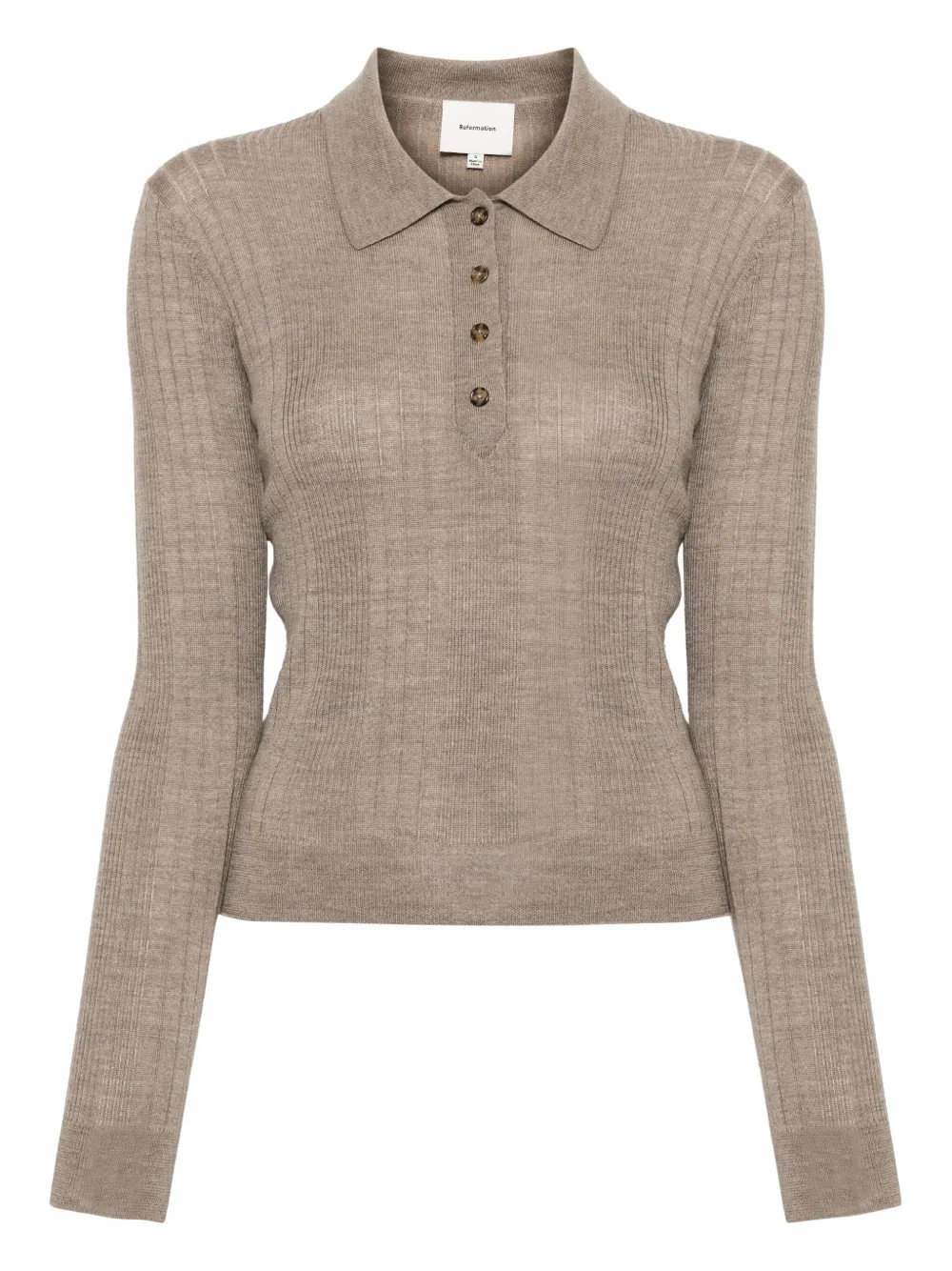 Reformation Hermia Polo Top | Brown | FARFETCH | Farfetch Global