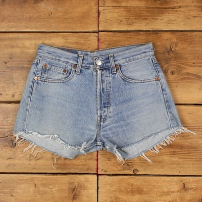 Vintage Levi's Denim Shorts 27 Levis 501 Raw Hem Jorts Womens Stonewash Blue | eBay UK