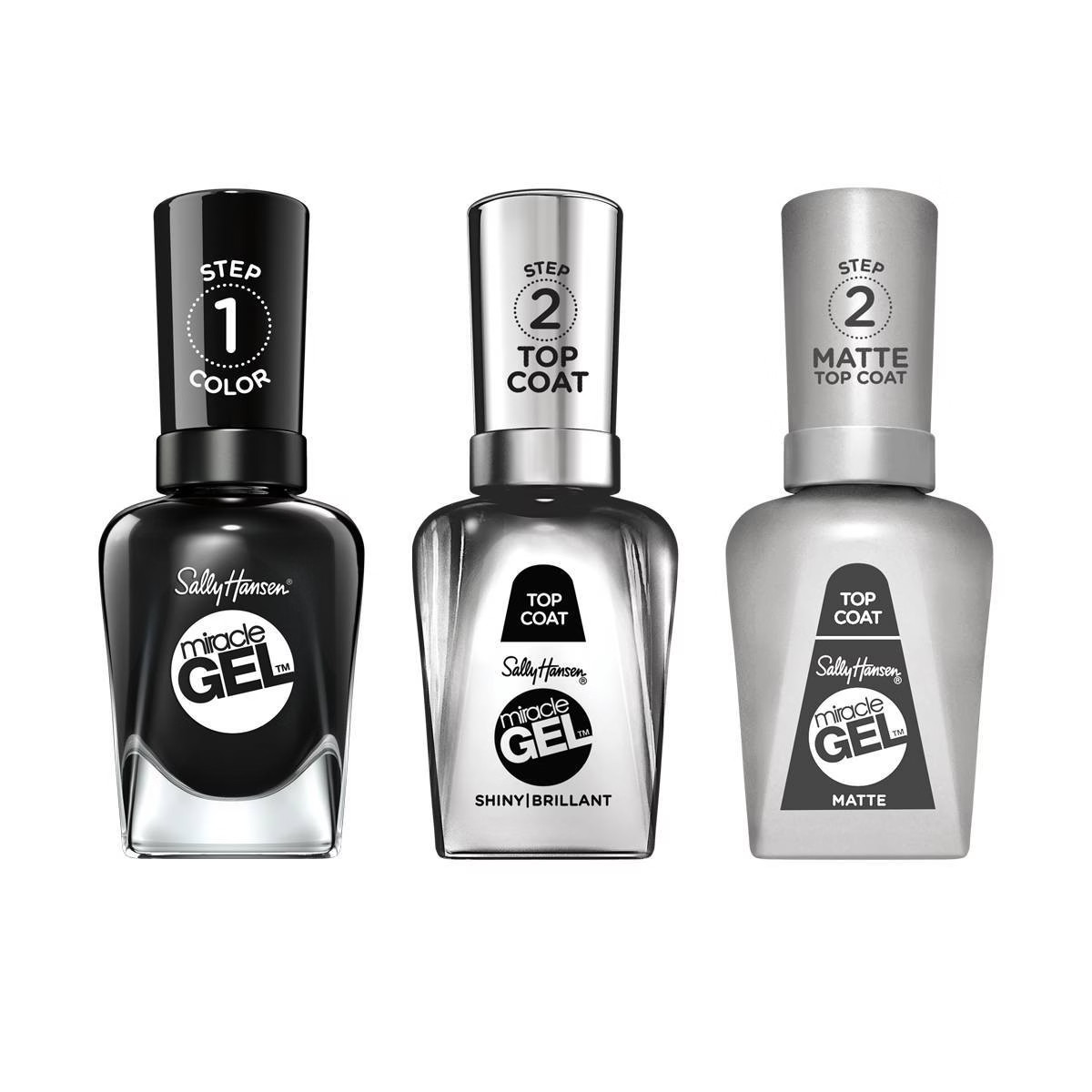 Sally Hansen Miracle Gel Nail Color Trio Pack - Onyx-pected Shiny Top Coat & Matte Top Coat - 1.5... | Target