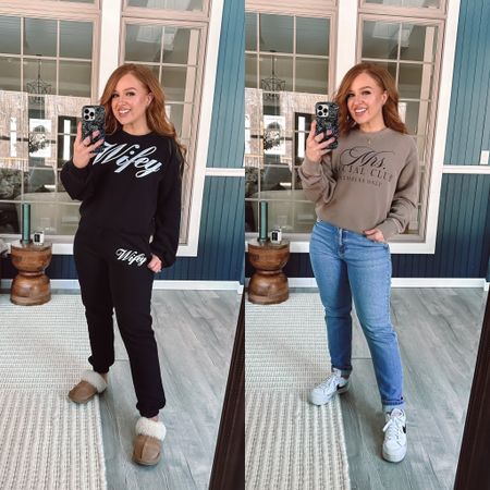 Cute bridal outfits ! Matching sweatshirt and sweatpants, comfort comfort crew neck! Wearing a small in all. Code to save: jami10 

#LTKwedding #LTKtravel #LTKfindsunder100
