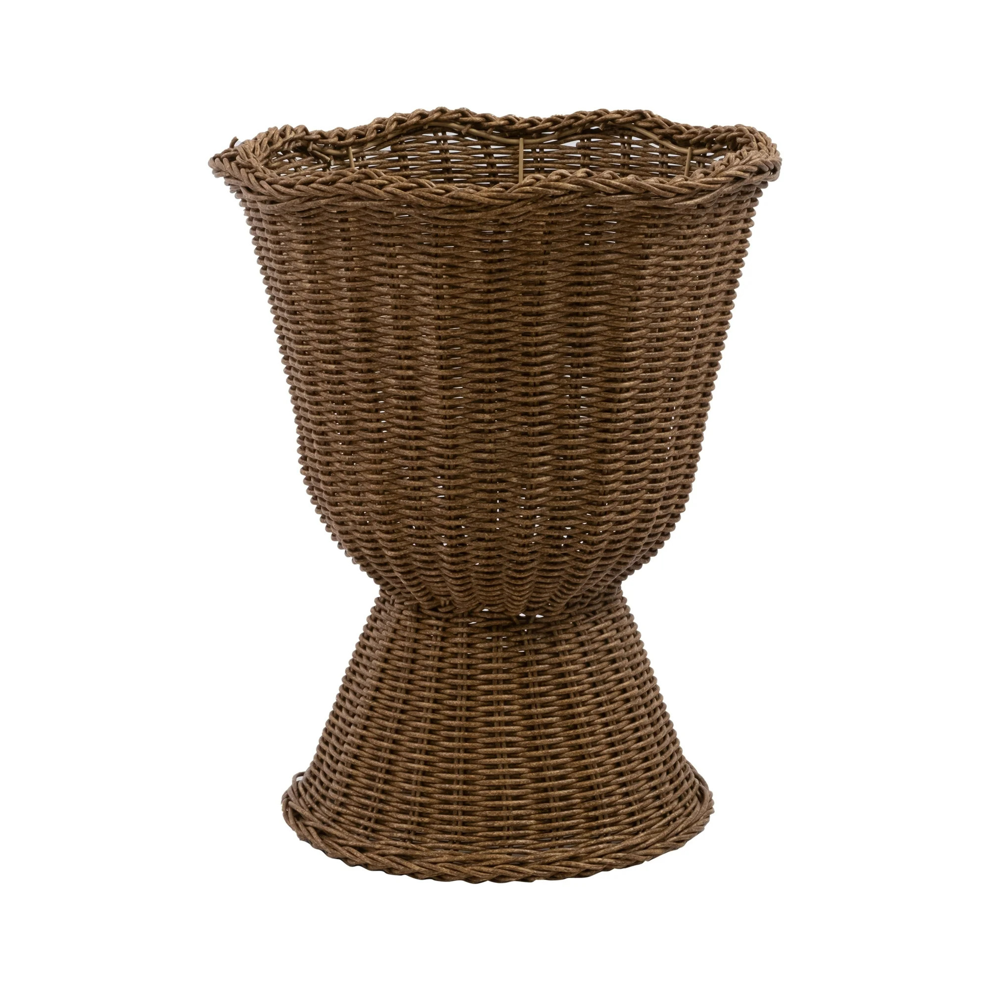 My Texas House 14" Brown Woven Urn-Style Planter with Decorative Scalloped Rim and Transparent In... | Walmart (US)