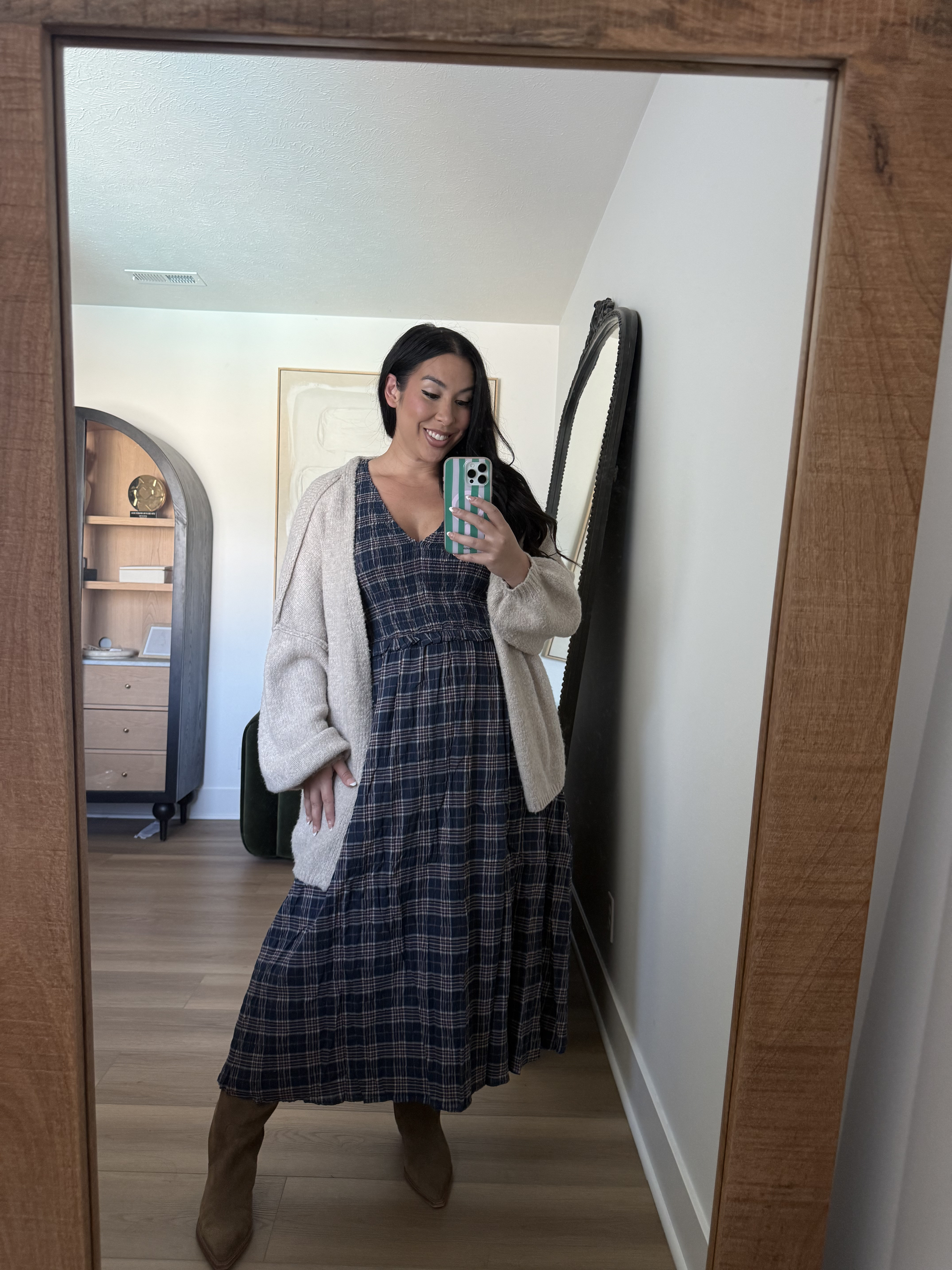 Love this plaid dress.. short sleeve and so cute with this cardigan! Wearing an XL! lulus, plaid dress, fall style, fall fashion, midsize, curvy friendly 

 #LTKSeasonal #LTKMidsize