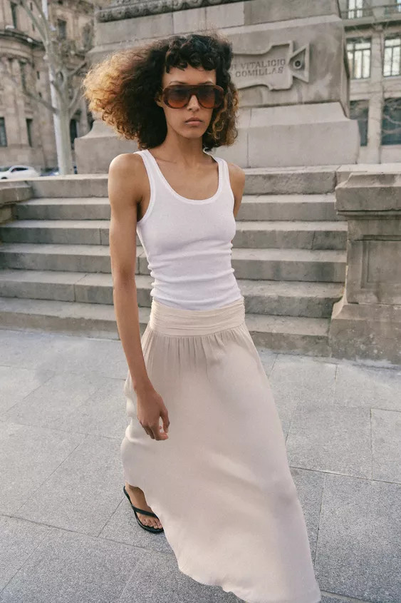 SATIN EFFECT MIDI SKIRT | Zara US