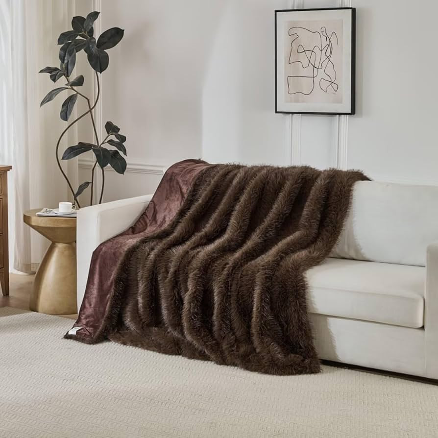 Luxury Fluffy Faux Fur Throw Blanket,Thick Fluffy Silky Fuzzy Cozy Blanket,Plush Blankets for Cou... | Amazon (US)