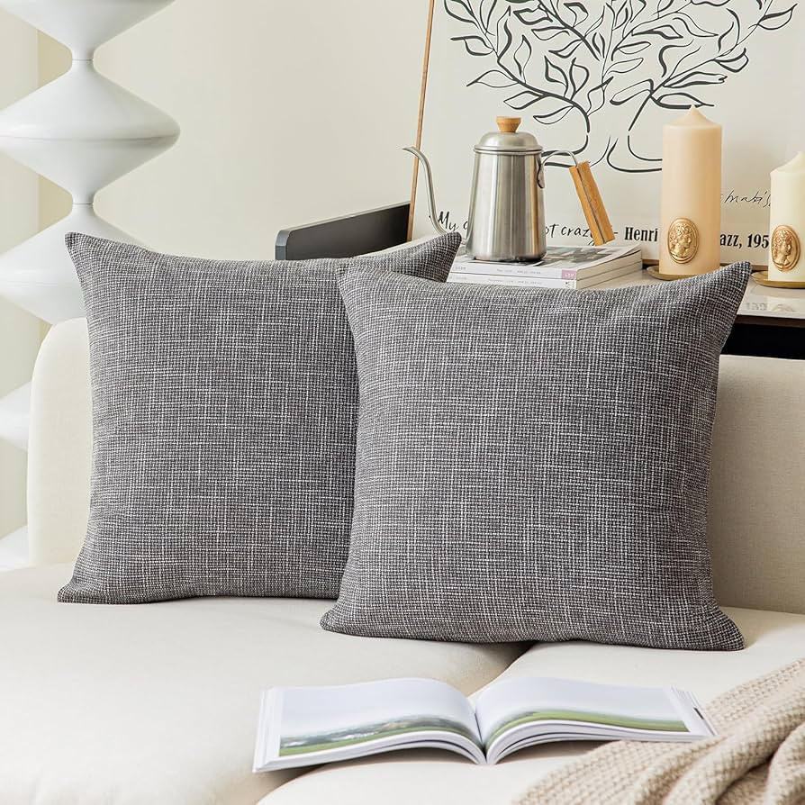 Kevin Textile Star Linen Dark Grey Pillow Covers, Square Farmhouse Pillowcase, 22x22 Inches Decor... | Amazon (US)