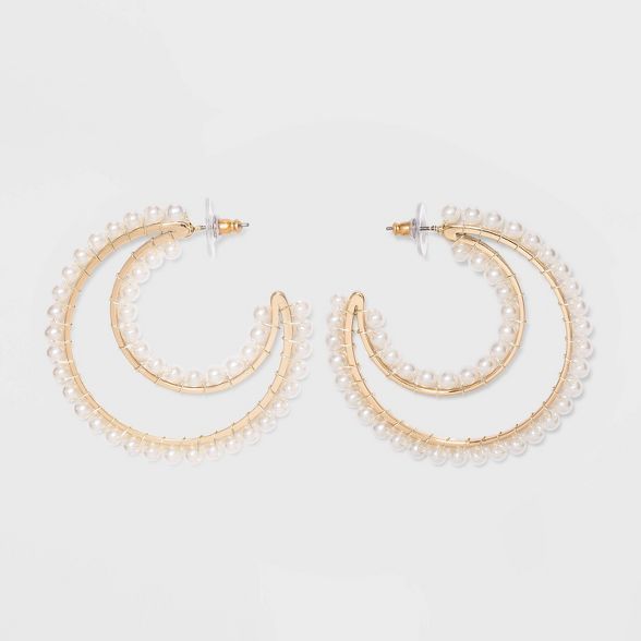 SUGARFIX by BaubleBar Crescent Moon Earrings with Pearl - Pearl | Target