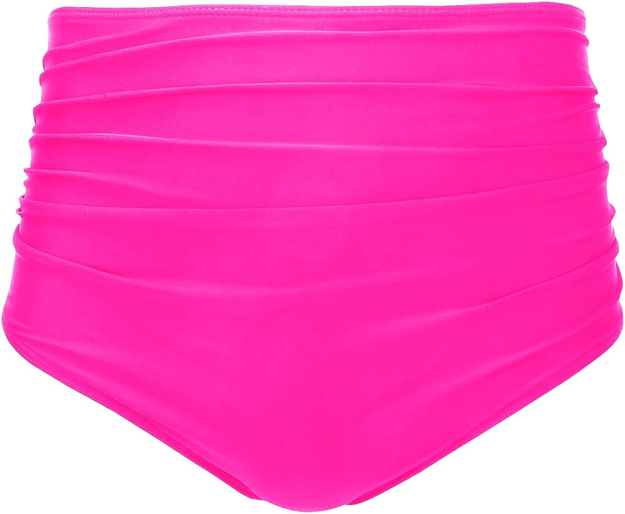 Tempt Me Women High Waisted Bikini Bottom Retro Ruched Swim Short Shirred Tankinis Brief | Amazon (US)