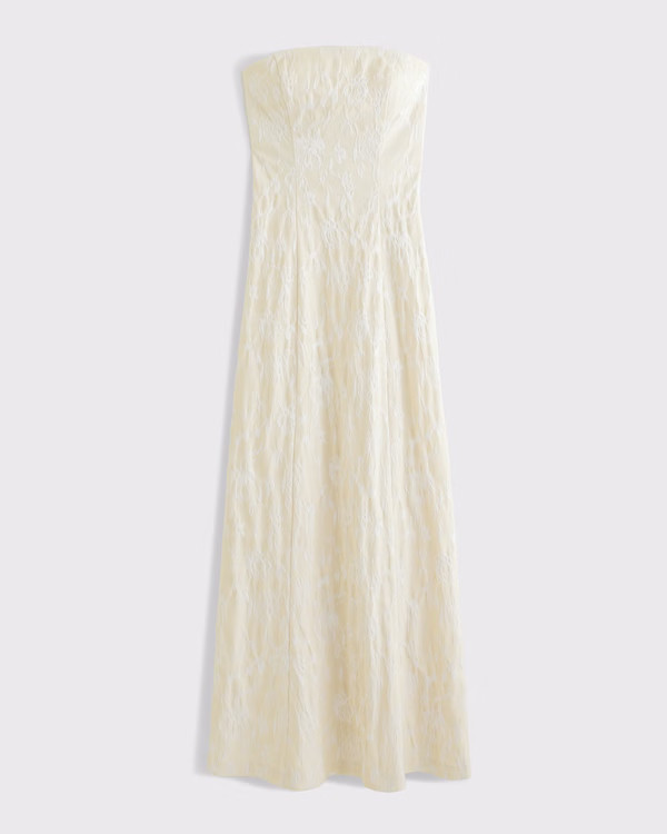 Women's Strapless Floral Textured Maxi Dress | Women's Dresses & Jumpsuits | Abercrombie.com | Abercrombie & Fitch (US)