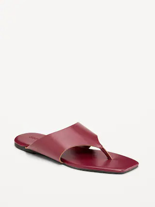 Faux-Leather Wide Thong Sandal for Women | Old Navy (CA)