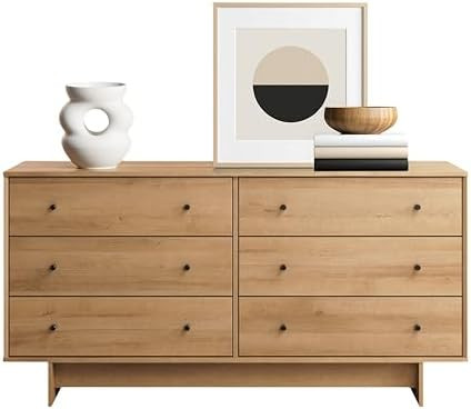 Prepac Finnley 6-Drawer Dresser in Natural Oak, Dresser for Bedroom, Extra-Wide Chest of Drawers ... | Amazon (US)