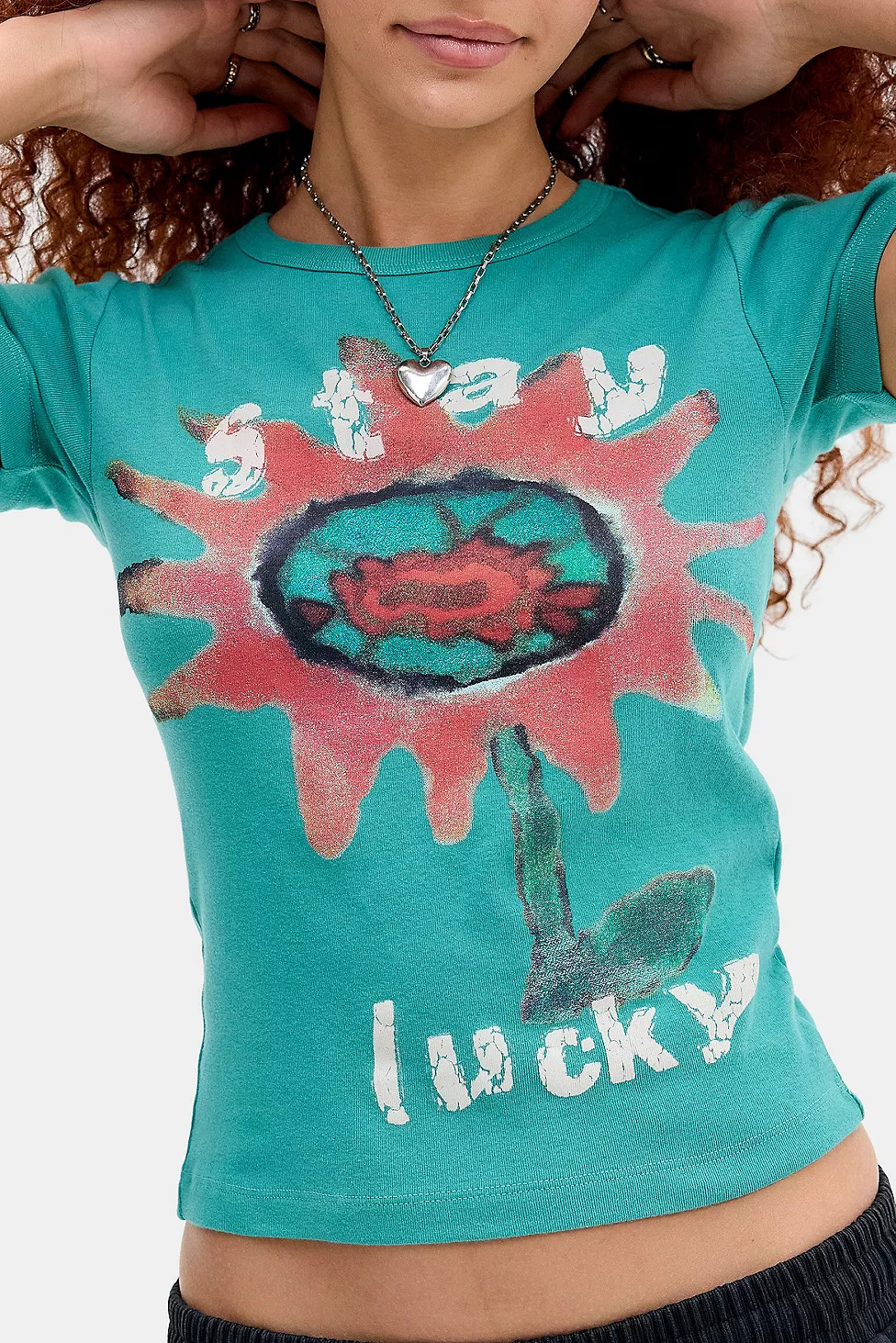 UO Stay Lucky Graphic Baby Tee | Urban Outfitters UK