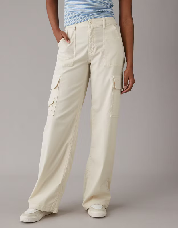 AE Dreamy Drape Stretch Cargo Super High-Waisted Baggy Wide-Leg Pant | American Eagle Outfitters (US & CA)