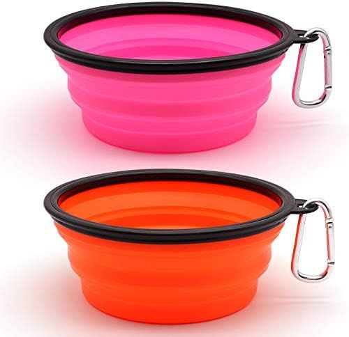 SLSON Collapsible Dog Bowl, 2 Pack Collapsible Dog Water Bowls for Cats Dogs, Portable Pet Feeding W | Amazon (US)