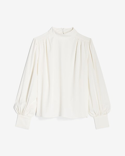 Mock Neck Balloon Sleeve Top | Express