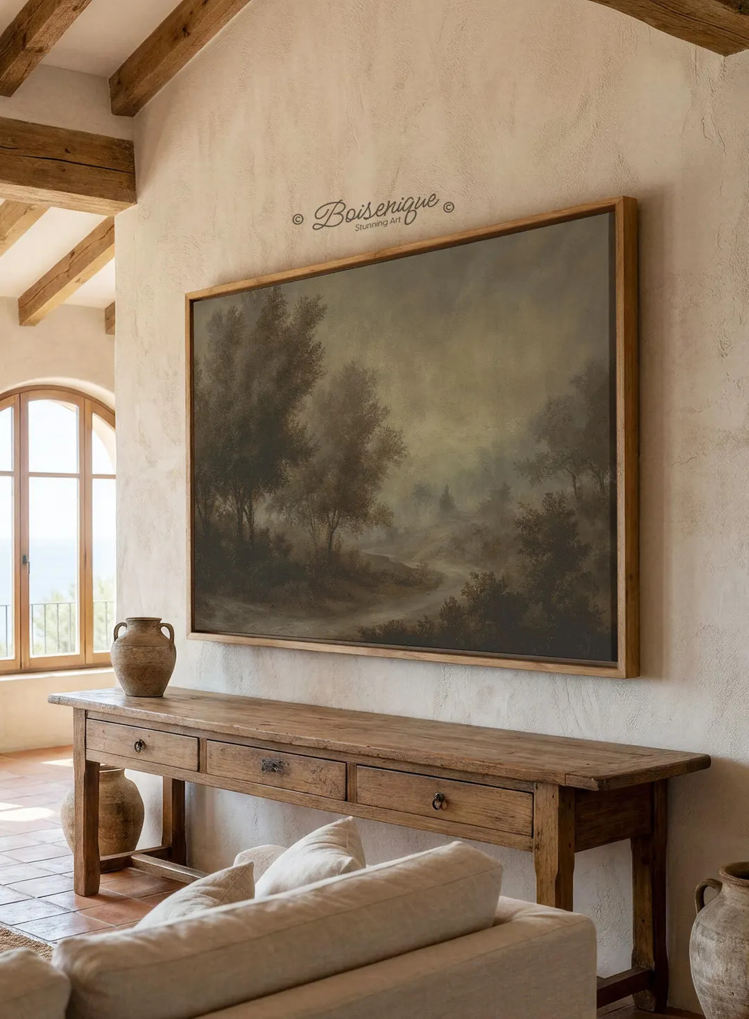 Framed Vintage Forest Path Print: Rustic Landscape Wall Art, Walnut Frame - Etsy | Etsy (US)