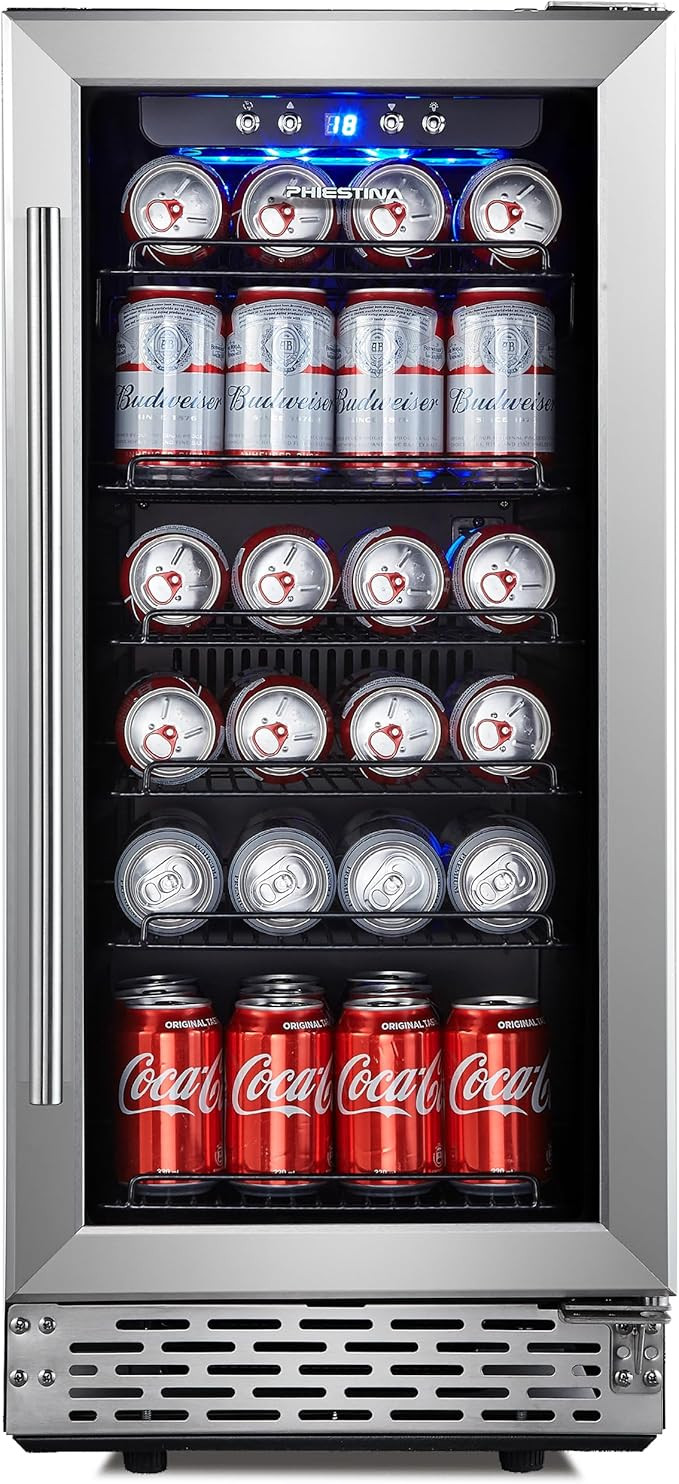 Beverage Refrigerator, Phiestina15 inch 96 Cans Built-in or Freestanding Beverage Cooler Mini Fri... | Amazon (US)