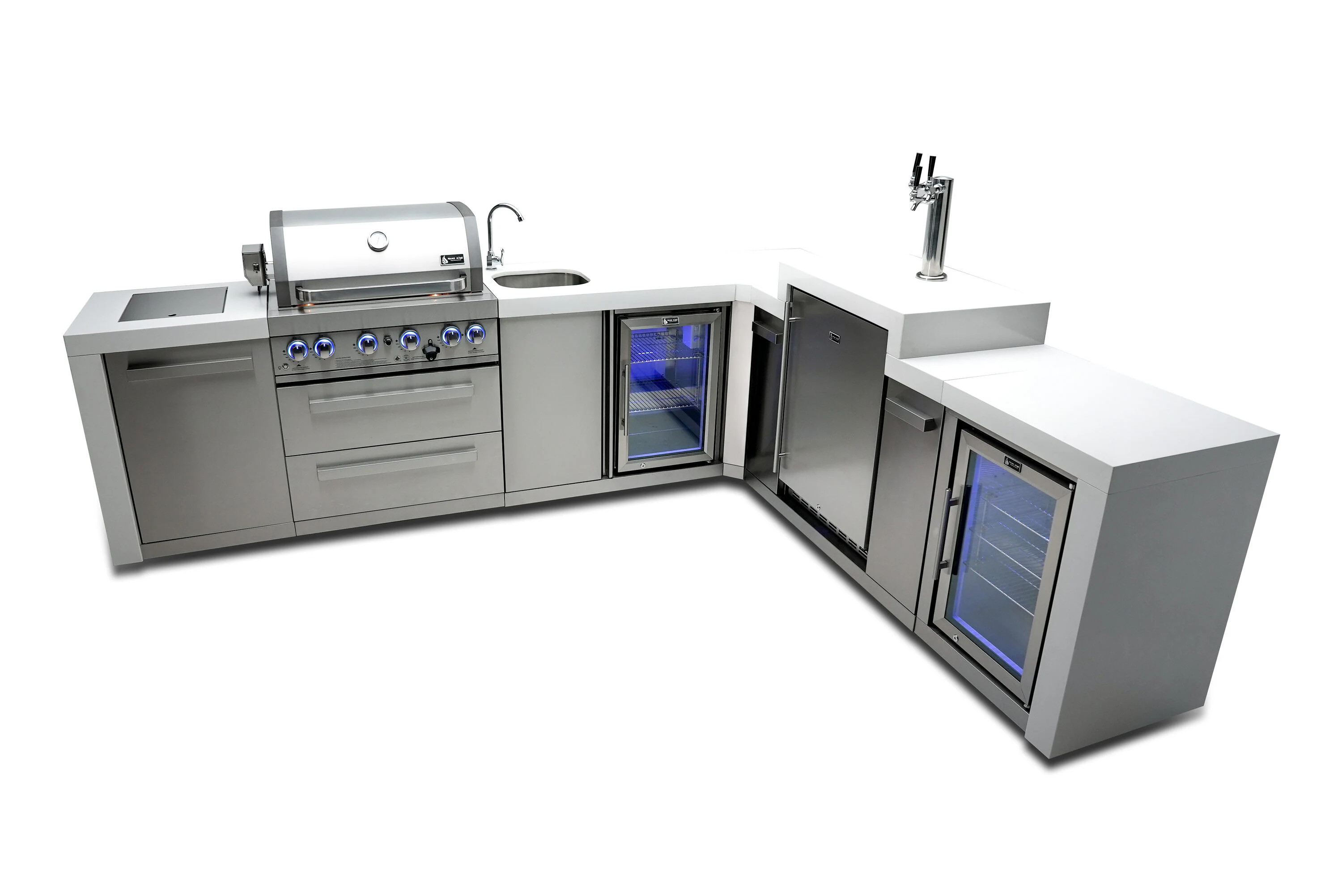 Mont Alpi 400 Deluxe Series 82-in W Stainless Steel Grill island Modular Outdoor Kitchen 6 -Burners 4 -Doors 2 -Drawer one_size | MAI400-D90KEGBEVFC | Lowe's