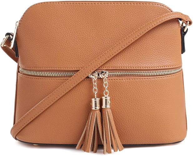 SG SUGU Lunar Lightweight Medium Dome Crossbody Bag Shoulder Bag with Tassel | Zipper Pocket | Ad... | Amazon (US)
