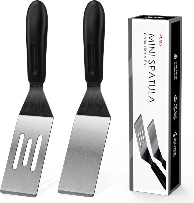 Small Spatula Professional Mini Serving Spatula, 2 Pieces Stainless Steel Metal Spatulas Set, Cut... | Amazon (US)