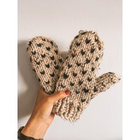 Heart Mittens, Knit Mittens For Women, Wool Winter Accessories, Fleece Lined Christmas Gift, Xmas, Holiday, Gift Her | Etsy (US)