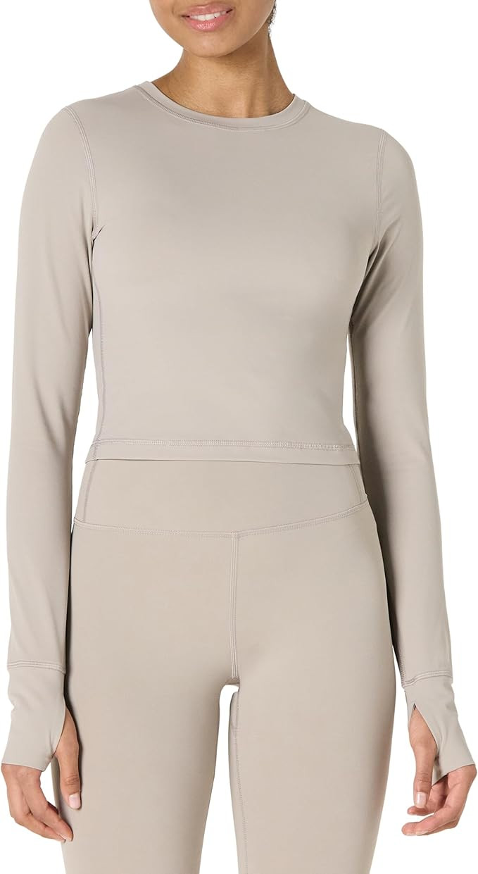 Amazon Essentials Womens Active FormFlex Buttery Soft Long Sleeve Slim Fit Crop Layering Workout ... | Amazon (US)