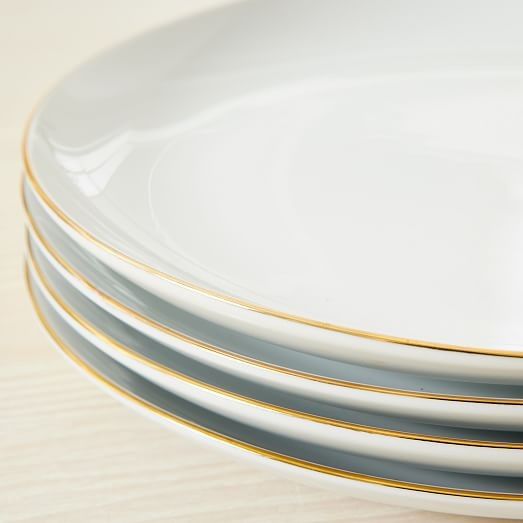 Porcelain Gold Rimmes Salad Plates, Dining Room Decor, Kitchen Decor, Home Decor, Dinnerware Sets | West Elm (US)