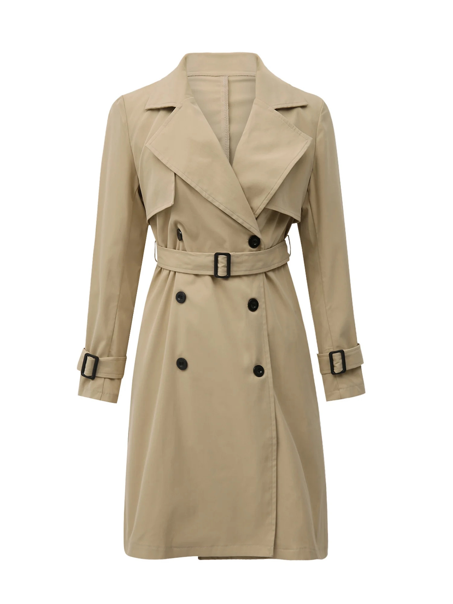 Bagilaanoe Women's Double Breasted Trench Coat Water Resistant Classic Belted Lapel Overcoat - Wa... | Walmart (US)