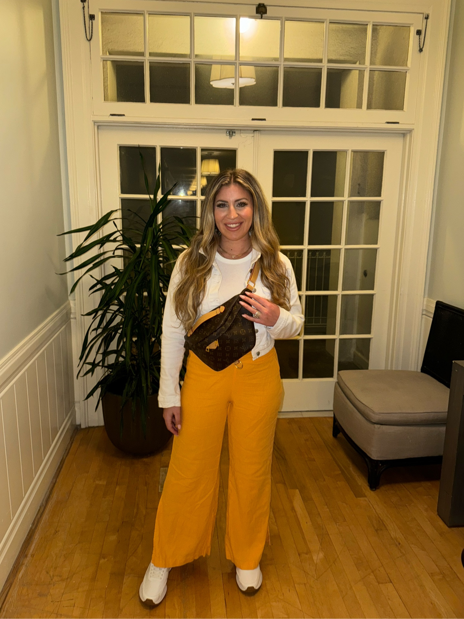 Travel outfit, orange pants, linen pants, bum, bag, fanny, pack, white jean jacket, Hawaii, Oahu, Waikiki Beach, Honolulu

#LTKtravel #LTKswim #LTKstyletip
