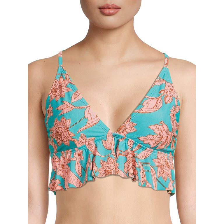 Time And Tru Women's and Women's Plus Printed Peplum Swim Top | Walmart (US)