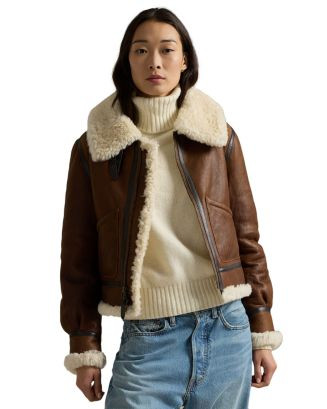 Ralph Lauren Lauren Ralph Lauren Leather Trim Shearling Aviator Jacket    | Bloomingdale's Women | Bloomingdale's (US)