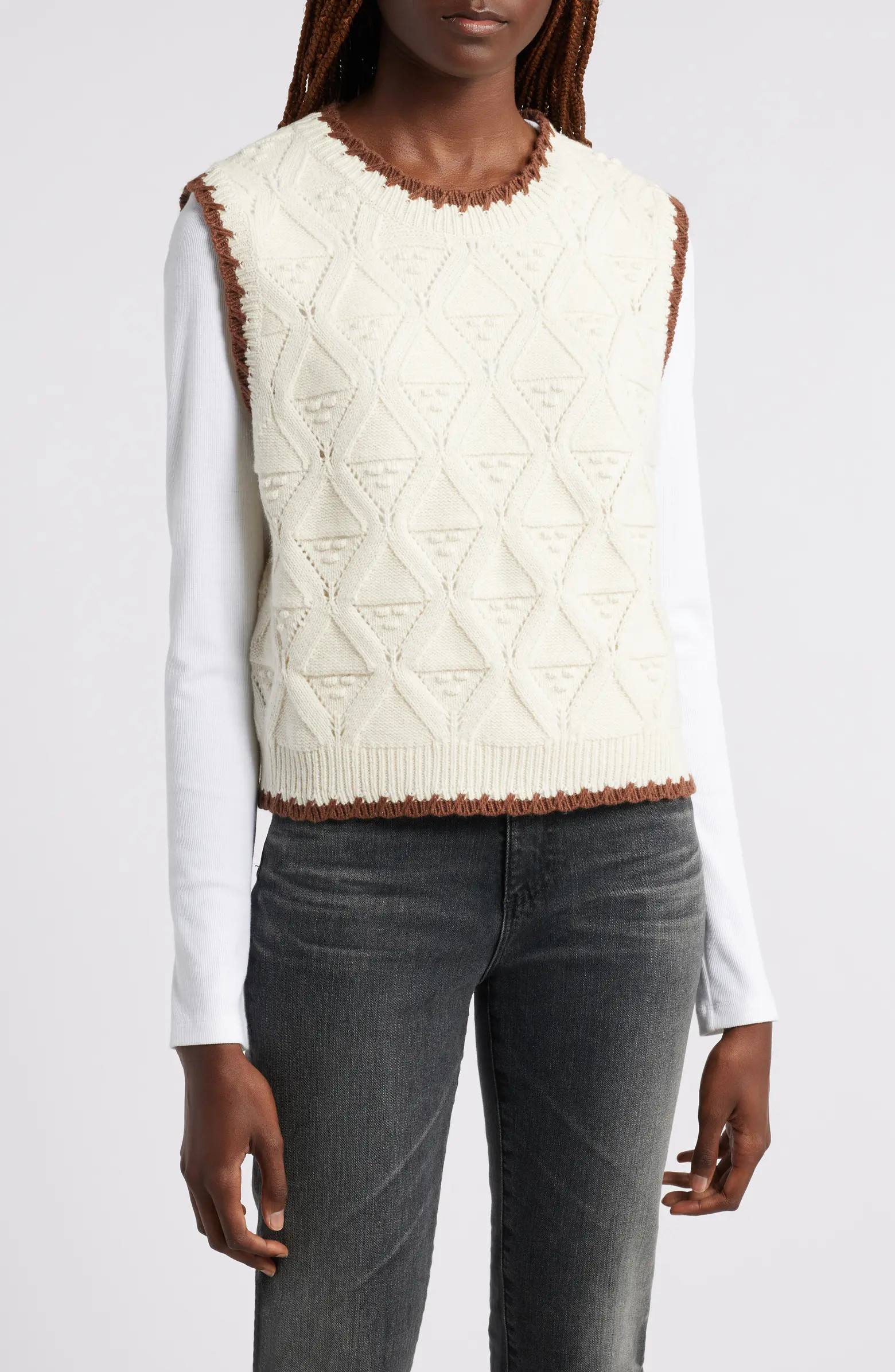 Merino Wool & Cotton Pointelle Sweater Vest | Nordstrom